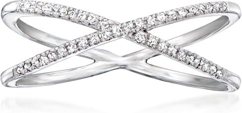 Pure Collection by Ross-Simons 0.10 ct. t.w. Diamond Crisscross Ring in Sterling Silver in Saudi Arabia