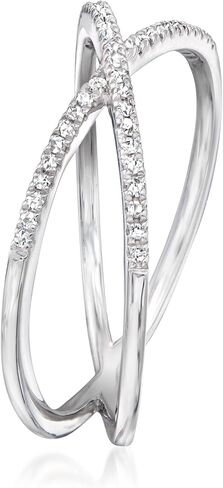 Pure Collection by Ross-Simons 0.10 ct. t.w. Diamond Crisscross Ring in Sterling Silver in Saudi Arabia