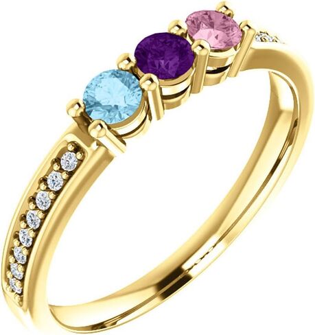 Family Mothers Ring 3 to 5 Birthstones In 10k Yellow or White Gold in Saudi Arabia
