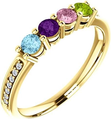 Family Mothers Ring 3 to 5 Birthstones In 10k Yellow or White Gold in Saudi Arabia