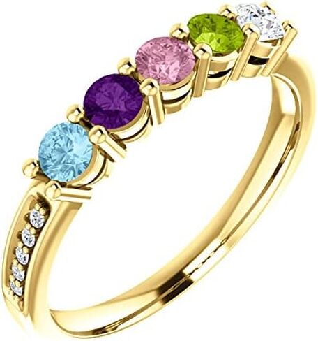 Family Mothers Ring 3 to 5 Birthstones In 10k Yellow or White Gold in Saudi Arabia