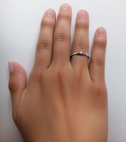 Family Mothers Ring 3 to 5 Birthstones In 10k Yellow or White Gold in Saudi Arabia