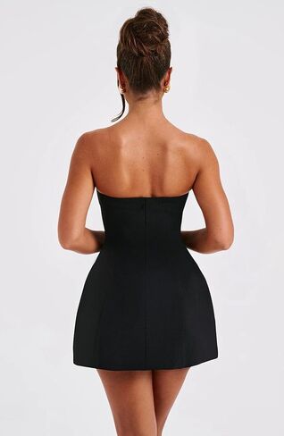 Elegant Black Strapless Mini Dress for Women, Classic A-Line Cocktail Party Dress, Sleek Evening Attire for Special Occasions in Saudi Arabia