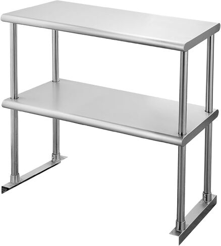HALLY Double Overshelf of Stainless Steel 12'' x 72'' Weight Capacity 420lb, Commercial 2 Tier Shelf for Prep & Work Table in Restaurant, Home or Kitchen in Kuwait