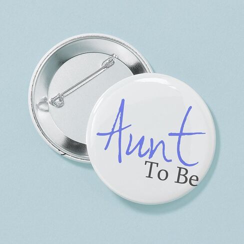 زر CafePress Aunt To Be (النص الأزرق) 2.25 بوصة زر دائري بظهر خلفي in Kuwait