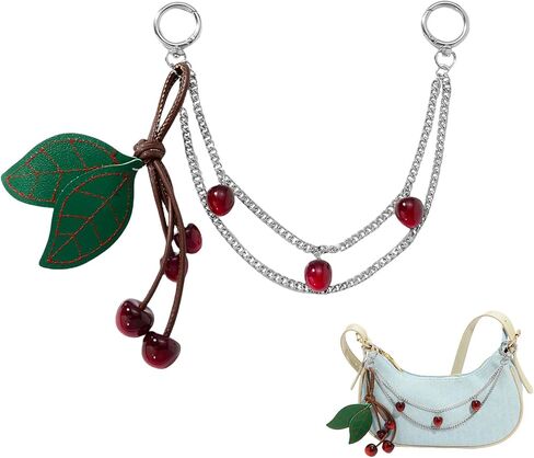 Decorative Cherry Charm Purse Chain for Women, Gold Tone Bag Dangler, Cute Handbag Jewelry Extender Style Accessory in Saudi Arabia