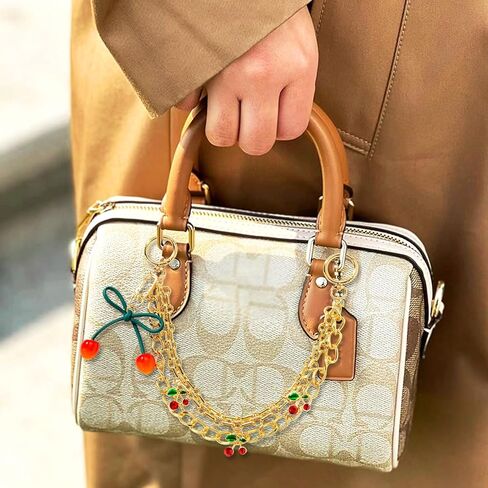 Decorative Cherry Charm Purse Chain for Women, Gold Tone Bag Dangler, Cute Handbag Jewelry Extender Style Accessory in Saudi Arabia