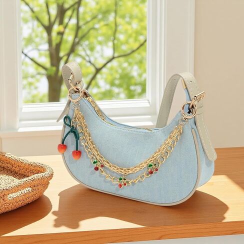 Decorative Cherry Charm Purse Chain for Women, Gold Tone Bag Dangler, Cute Handbag Jewelry Extender Style Accessory in Saudi Arabia