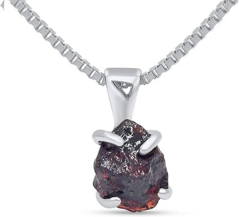 Genuine raw gemstone pendant chain necklace, with 925 sterling silver real gold plated, real rough birthstone gift for her and him, Uniquelan Jewelry in Saudi Arabia