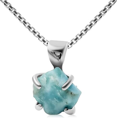 Genuine raw gemstone pendant chain necklace, with 925 sterling silver real gold plated, real rough birthstone gift for her and him, Uniquelan Jewelry in Saudi Arabia