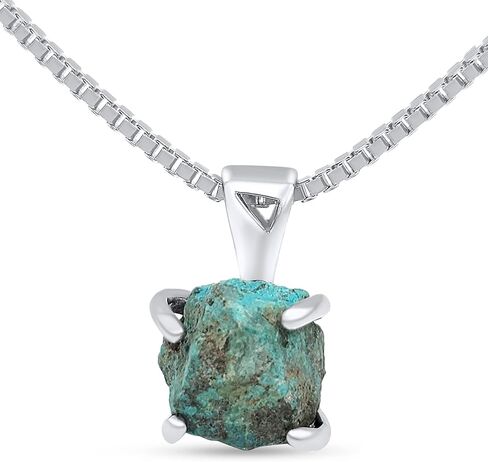 Genuine raw gemstone pendant chain necklace, with 925 sterling silver real gold plated, real rough birthstone gift for her and him, Uniquelan Jewelry in Saudi Arabia