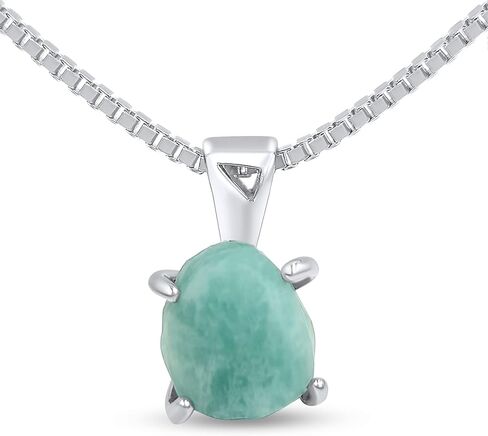 Genuine raw gemstone pendant chain necklace, with 925 sterling silver real gold plated, real rough birthstone gift for her and him, Uniquelan Jewelry in Saudi Arabia