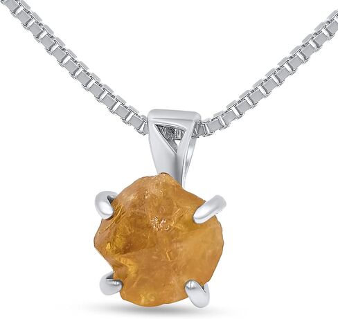 Genuine raw gemstone pendant chain necklace, with 925 sterling silver real gold plated, real rough birthstone gift for her and him, Uniquelan Jewelry in Saudi Arabia