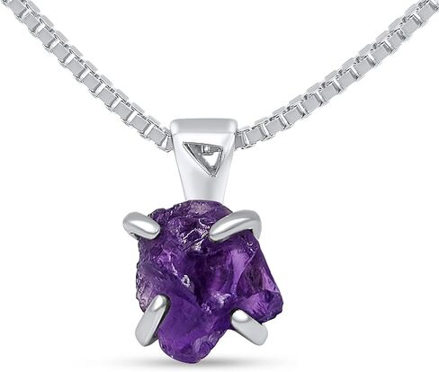 Genuine raw gemstone pendant chain necklace, with 925 sterling silver real gold plated, real rough birthstone gift for her and him, Uniquelan Jewelry in Saudi Arabia