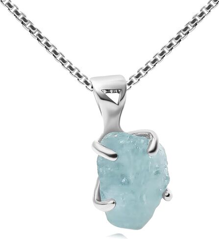 Genuine raw gemstone pendant chain necklace, with 925 sterling silver real gold plated, real rough birthstone gift for her and him, Uniquelan Jewelry in Saudi Arabia
