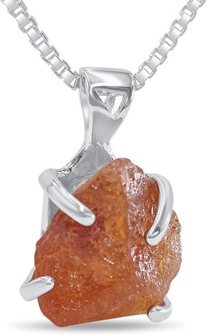 Genuine raw gemstone pendant chain necklace, with 925 sterling silver real gold plated, real rough birthstone gift for her and him, Uniquelan Jewelry in Saudi Arabia