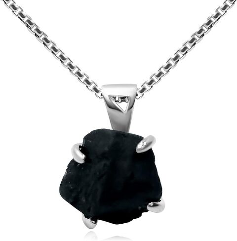 Genuine raw gemstone pendant chain necklace, with 925 sterling silver real gold plated, real rough birthstone gift for her and him, Uniquelan Jewelry in Saudi Arabia