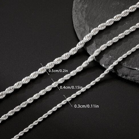 925 فضة قطع الماس 3 مم 4 مم 5 مم حبل سلسلة رائعة فضية سلسلة قلادة رجالية هدية مثالية للرجال الآباء والأصدقاء in Saudi Arabia