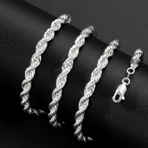925 فضة قطع الماس 3 مم 4 مم 5 مم حبل سلسلة رائعة فضية سلسلة قلادة رجالية هدية مثالية للرجال الآباء والأصدقاء in Saudi Arabia