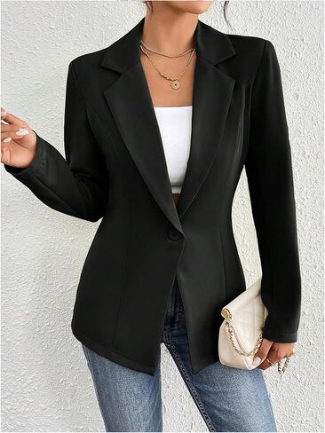 Floerns Women's Elegant Long Sleeve Button Blazers Business Casual Office Suit Jacket in Saudi Arabia