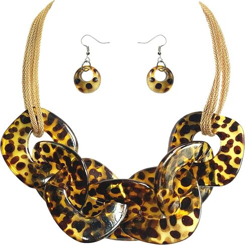 Statement Chunky Necklace Alloy Acrylic Cuban Link Chain Necklace Resin Geometric Statement Large Choker Necklaces Fashion Bib Collar Chain Necklace for Women Delicate Jewelry Adjustable for Women, in Saudi Arabia