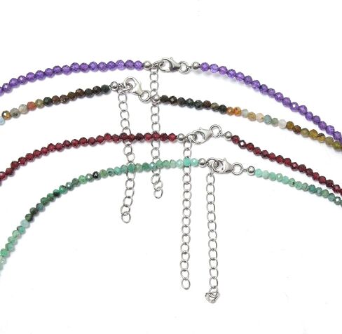 A&M GEMS & JEWELS أحجار كريمة طبيعية 2-3 مم خرز مستدير الأوجه قلادة مطرزة يدويًا قلادة مطرزة مجوهرات للنساء هدايا لها in Saudi Arabia