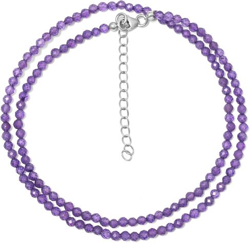A&M GEMS & JEWELS أحجار كريمة طبيعية 2-3 مم خرز مستدير الأوجه قلادة مطرزة يدويًا قلادة مطرزة مجوهرات للنساء هدايا لها in Saudi Arabia
