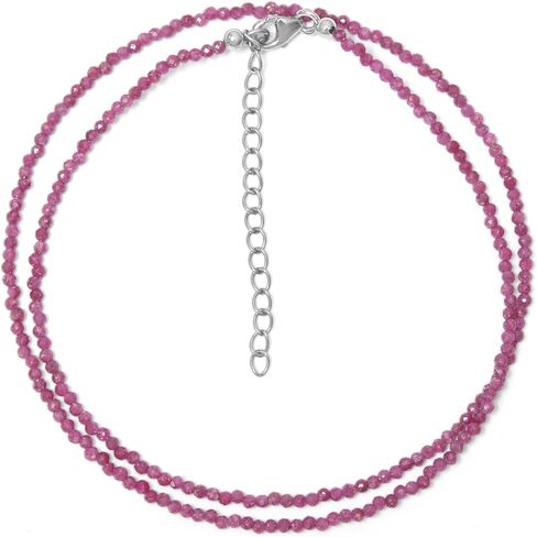 A&M GEMS & JEWELS أحجار كريمة طبيعية 2-3 مم خرز مستدير الأوجه قلادة مطرزة يدويًا قلادة مطرزة مجوهرات للنساء هدايا لها in Saudi Arabia