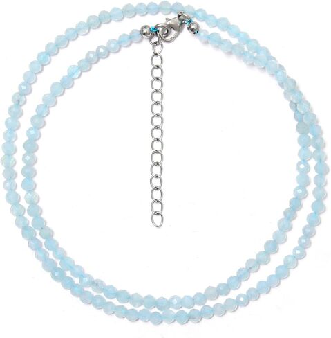 A&M GEMS & JEWELS أحجار كريمة طبيعية 2-3 مم خرز مستدير الأوجه قلادة مطرزة يدويًا قلادة مطرزة مجوهرات للنساء هدايا لها in Saudi Arabia