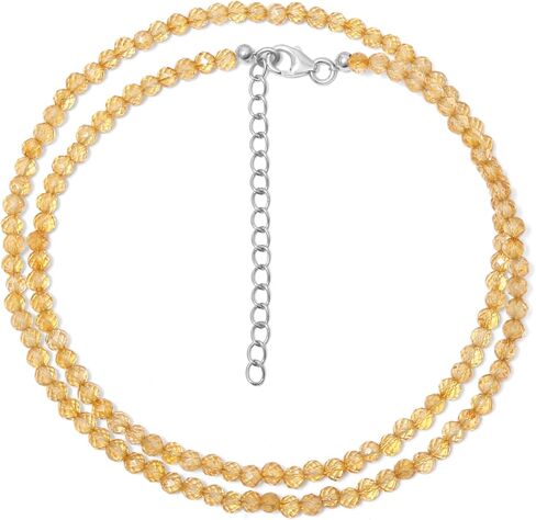 A&M GEMS & JEWELS أحجار كريمة طبيعية 2-3 مم خرز مستدير الأوجه قلادة مطرزة يدويًا قلادة مطرزة مجوهرات للنساء هدايا لها in Saudi Arabia