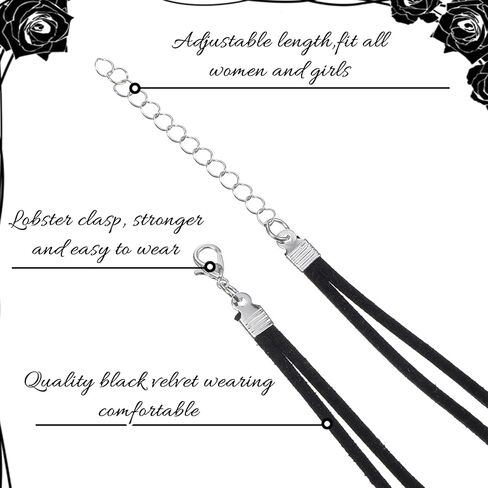 Sibba 6Pcs Goth Black Choker Necklaces Black Velvet Choker Chokers Emo Sexy Classic Necklace for Women, Halloween, Christmas, Cosplay, Adjustable in Saudi Arabia