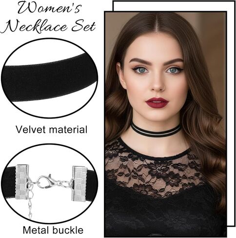 Sibba 6Pcs Goth Black Choker Necklaces Black Velvet Choker Chokers Emo Sexy Classic Necklace for Women, Halloween, Christmas, Cosplay, Adjustable in Saudi Arabia