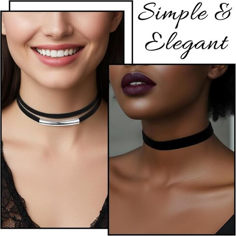 Sibba 6Pcs Goth Black Choker Necklaces Black Velvet Choker Chokers Emo Sexy Classic Necklace for Women, Halloween, Christmas, Cosplay, Adjustable in Saudi Arabia