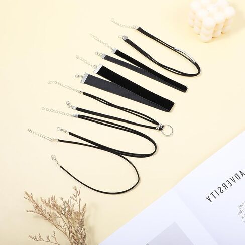 Sibba 6Pcs Goth Black Choker Necklaces Black Velvet Choker Chokers Emo Sexy Classic Necklace for Women, Halloween, Christmas, Cosplay, Adjustable in Saudi Arabia