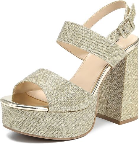 risdoada Platform Heels for Women 4.53 Inches Chunky High Heels Ankle Strap Square Toe Heeled Sandals Wedding Party Wedges Pumps in Saudi Arabia