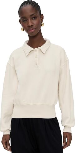 Les Tien Women's Lucille Banded Henley Sweatshirt in Saudi Arabia