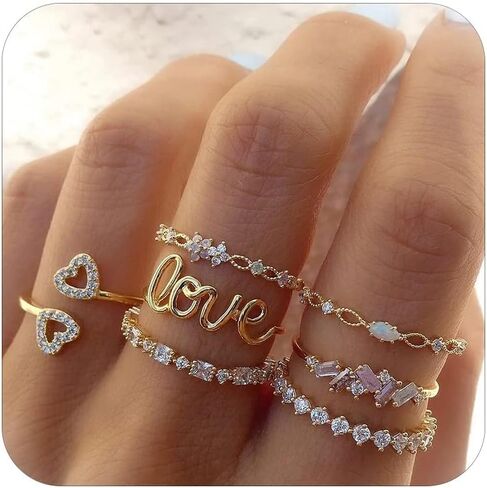 Gold Stackable Rings for Women Trendy Stuff Birthday Christmas Gifts 2025 Stocking Stuffers Simple Star Moon Heart Knuckle Ring Set Boho Cute Stuff Gold Ring Pack Jewelry in Saudi Arabia