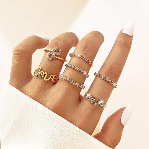 Gold Stackable Rings for Women Trendy Stuff Birthday Christmas Gifts 2025 Stocking Stuffers Simple Star Moon Heart Knuckle Ring Set Boho Cute Stuff Gold Ring Pack Jewelry in Saudi Arabia