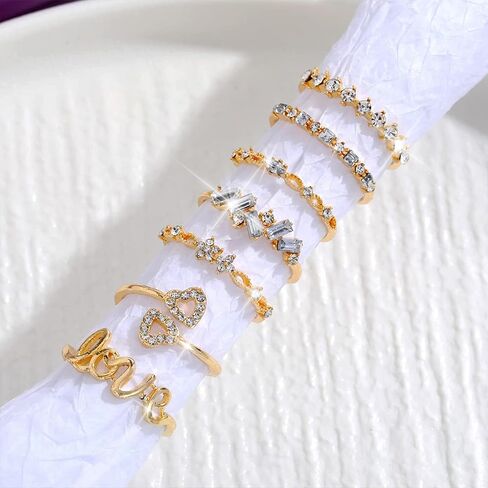 Gold Stackable Rings for Women Trendy Stuff Birthday Christmas Gifts 2025 Stocking Stuffers Simple Star Moon Heart Knuckle Ring Set Boho Cute Stuff Gold Ring Pack Jewelry in Saudi Arabia