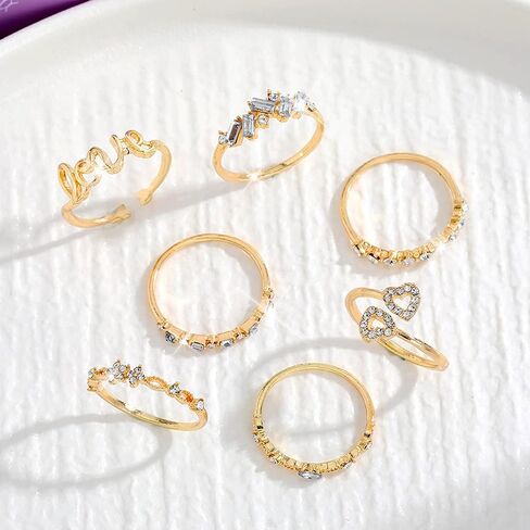 Gold Stackable Rings for Women Trendy Stuff Birthday Christmas Gifts 2025 Stocking Stuffers Simple Star Moon Heart Knuckle Ring Set Boho Cute Stuff Gold Ring Pack Jewelry in Saudi Arabia
