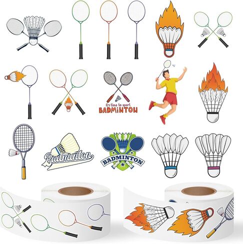 Badminton Kids' Stickers Rolls - 1000pcs(2 Rolls) 16 Designs Cute Badminton Decorative Gift Wrap Decals Kids Sport Self-Adhesive Stickers Water Bottle Luggage Scrapbook Gift Wrapping Decor in Kuwait