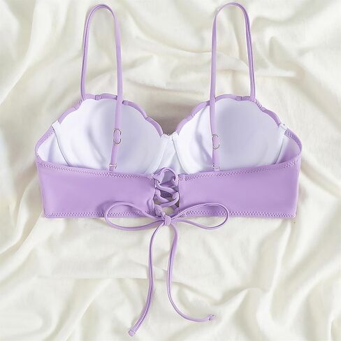 قطعة علوية بكيني حورية البحر من Alidamo للنساء ملابس سباحة حمالة صدر صدفية لباس استحمام يدعم الضوء وحزام خلفي قابل للتعديل in Kuwait