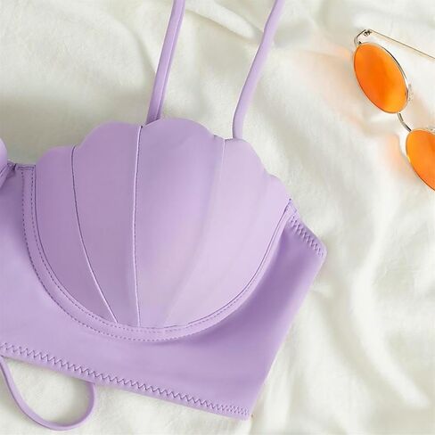 قطعة علوية بكيني حورية البحر من Alidamo للنساء ملابس سباحة حمالة صدر صدفية لباس استحمام يدعم الضوء وحزام خلفي قابل للتعديل in Kuwait