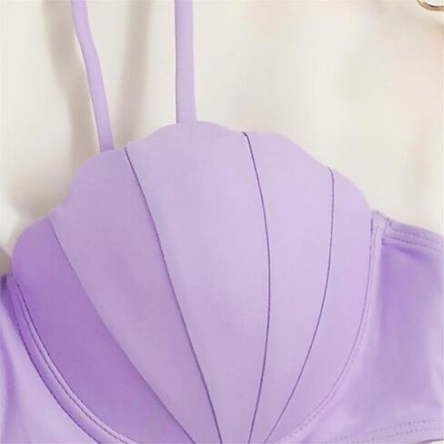 قطعة علوية بكيني حورية البحر من Alidamo للنساء ملابس سباحة حمالة صدر صدفية لباس استحمام يدعم الضوء وحزام خلفي قابل للتعديل in Kuwait