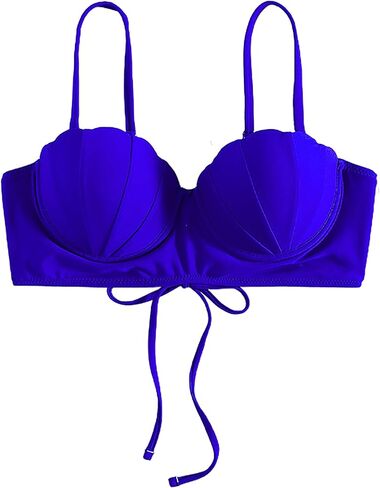 قطعة علوية بكيني حورية البحر من Alidamo للنساء ملابس سباحة حمالة صدر صدفية لباس استحمام يدعم الضوء وحزام خلفي قابل للتعديل in Kuwait