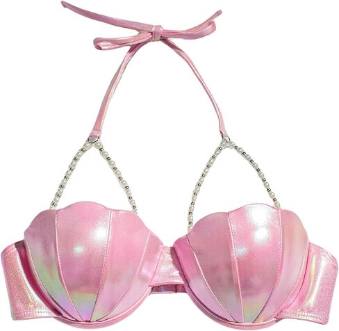 قطعة علوية بكيني حورية البحر من Alidamo للنساء ملابس سباحة حمالة صدر صدفية لباس استحمام يدعم الضوء وحزام خلفي قابل للتعديل in Kuwait