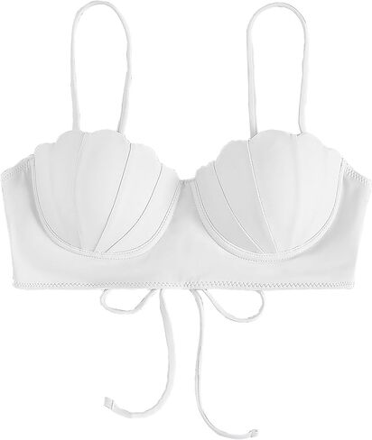 قطعة علوية بكيني حورية البحر من Alidamo للنساء ملابس سباحة حمالة صدر صدفية لباس استحمام يدعم الضوء وحزام خلفي قابل للتعديل in Kuwait