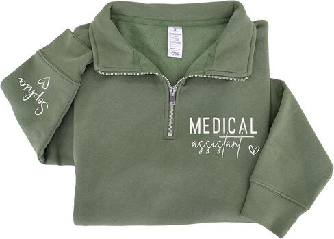 Chillever Custom Profession Quarter Zip Sweatshirt, Personalized Embroidered Work Shirt Hoodie Gift for Professionals in Saudi Arabia