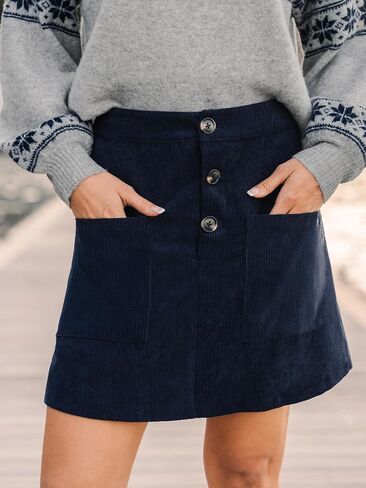 CUPSHE Women’s Corduroy Mini Skirts High Waist A-Line Winter Buttons Casual Fall Skirt in Saudi Arabia
