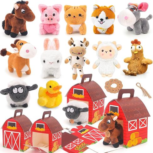 12 Pcs Mini Plush Puppy Stuffed Dogs with Keychain, Curly Dog Party Favors Goodie Bags, Animals Bulk Gift Toys with Carton Dog House for Birthday Party Supplies in Kuwait